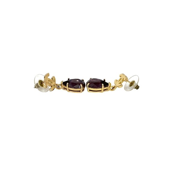 CHANEL Purple Logo Earrings